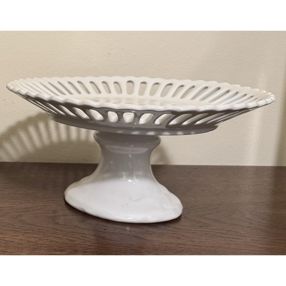 Vtg GODINGER White Porcelain Petit Four Pedestal Stand Antique Reflections 12"